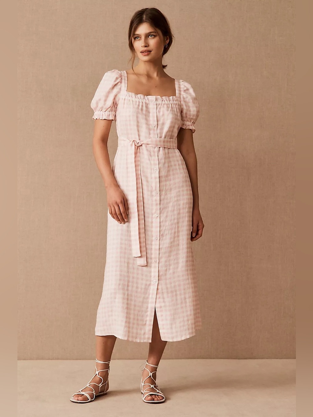 Sleeper Linen Brigitte Midi Dress M NWT